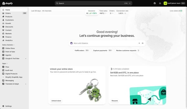 Régi shopify admin